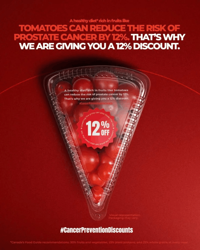 У канадських супермаркетах створили кампанію, в якій знижки на продукти пов’язали з їхнім впливом на ризик розвитку раку